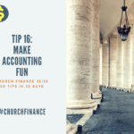 Tip 16, make accounting fun and a picture of the walkway at St. Peter's Basilica in Rome, Italy